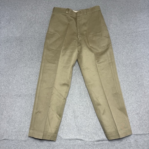 The Unbranded Brand Other - Vintage 60s US Military Officer Chino Pants Trousers Vietnam 32x30 Khaki Shade 1